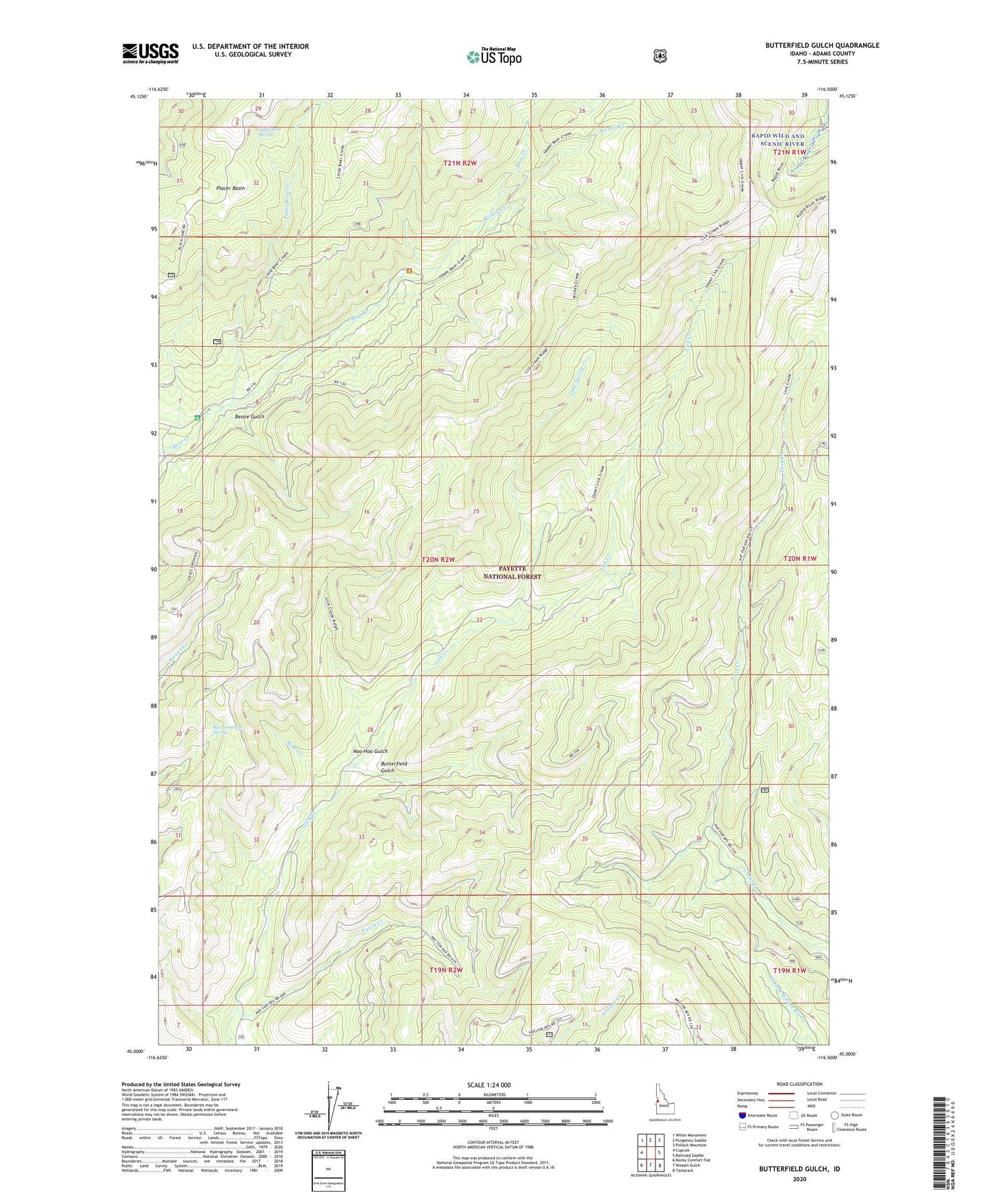 Butterfield Gulch Idaho US Topo Map Image