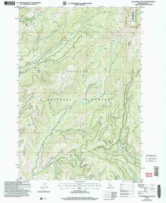 Classic USGS Butterfield Gulch Idaho 7.5'x7.5' Topo Map Image