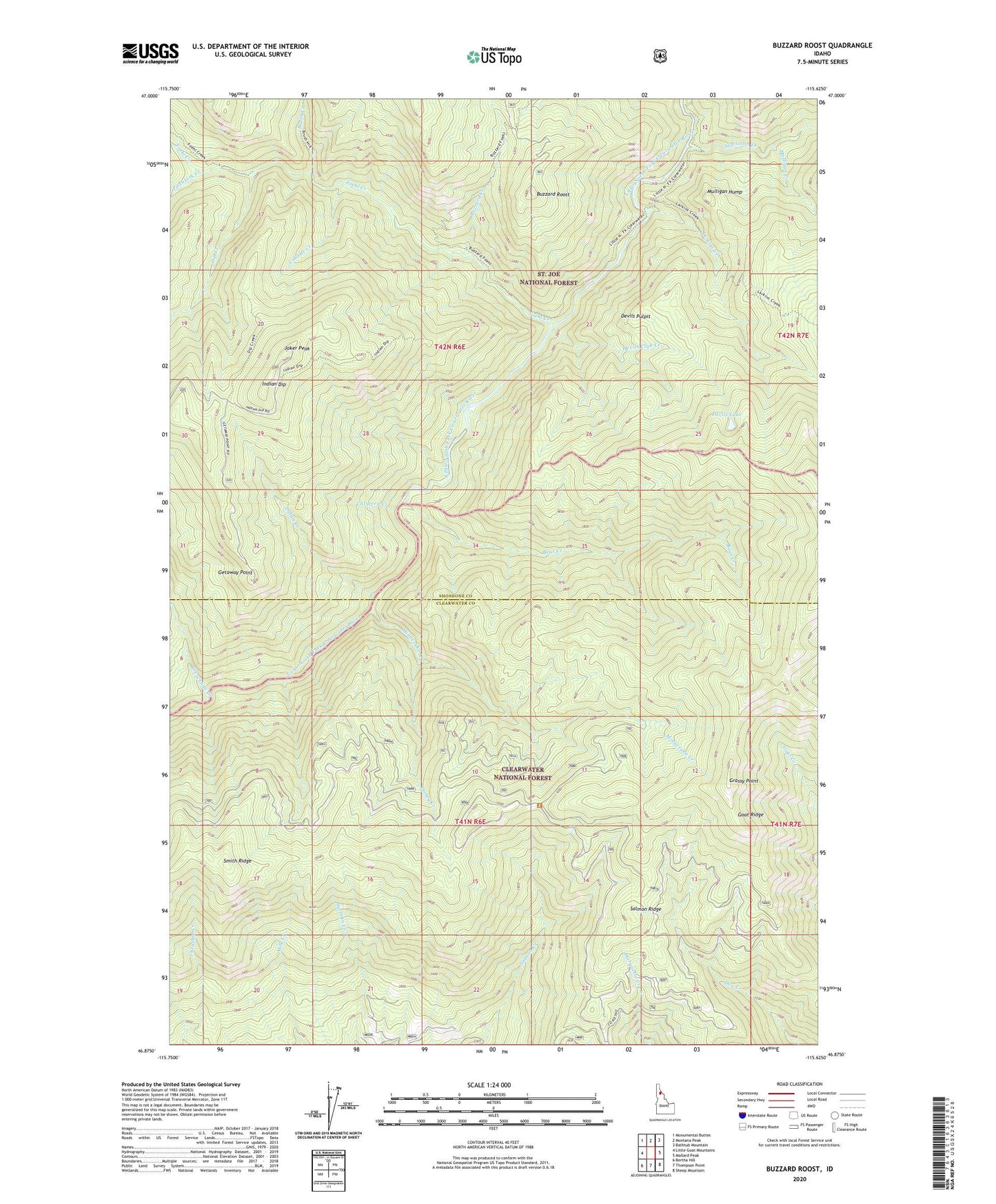 Buzzard Roost Idaho US Topo Map Image