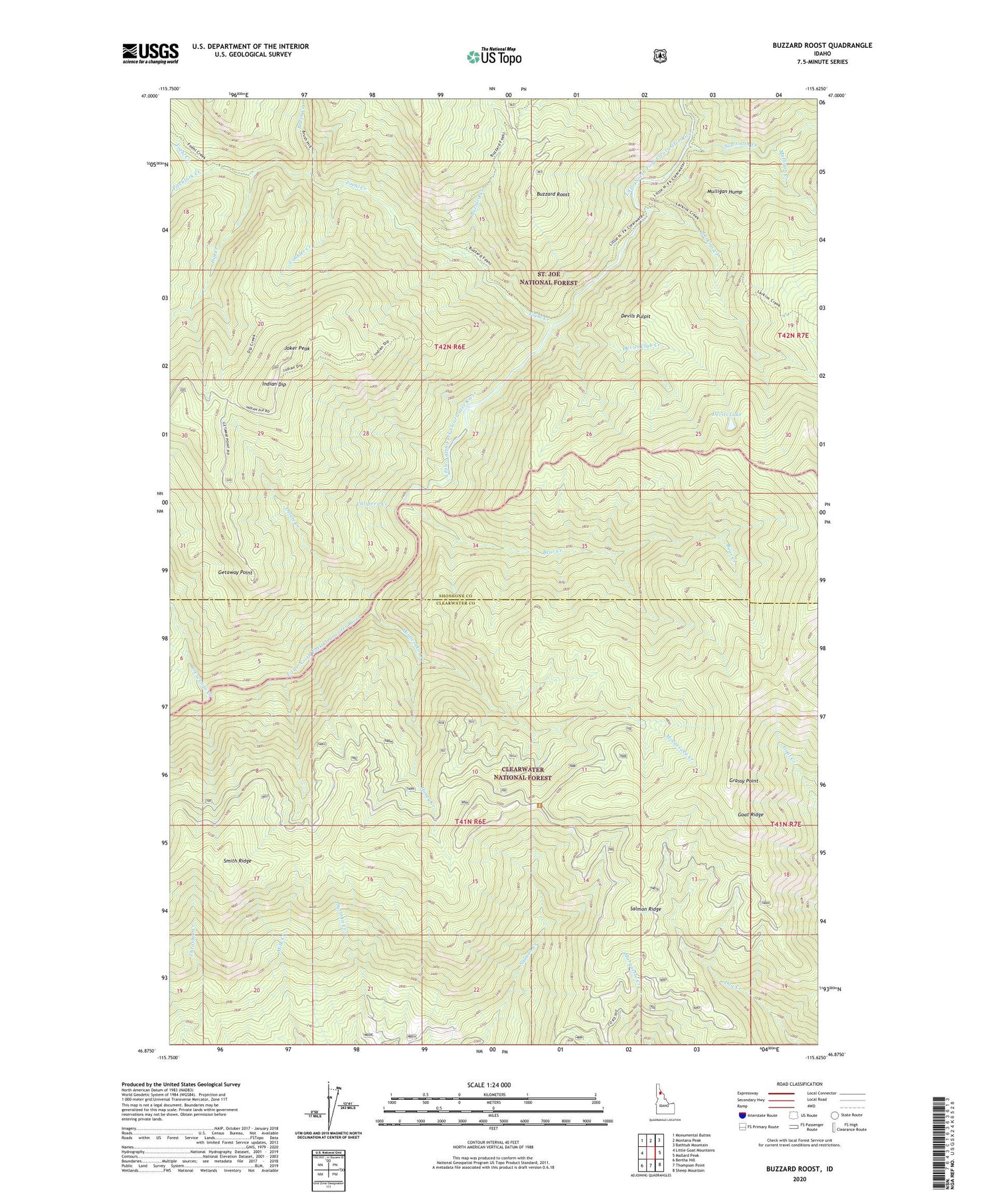 Buzzard Roost Idaho US Topo Map Image