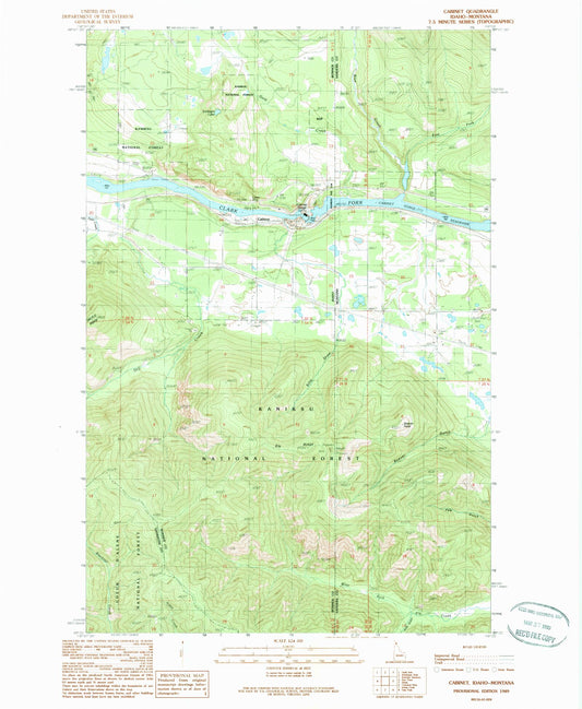 Classic USGS Cabinet Idaho 7.5'x7.5' Topo Map Image