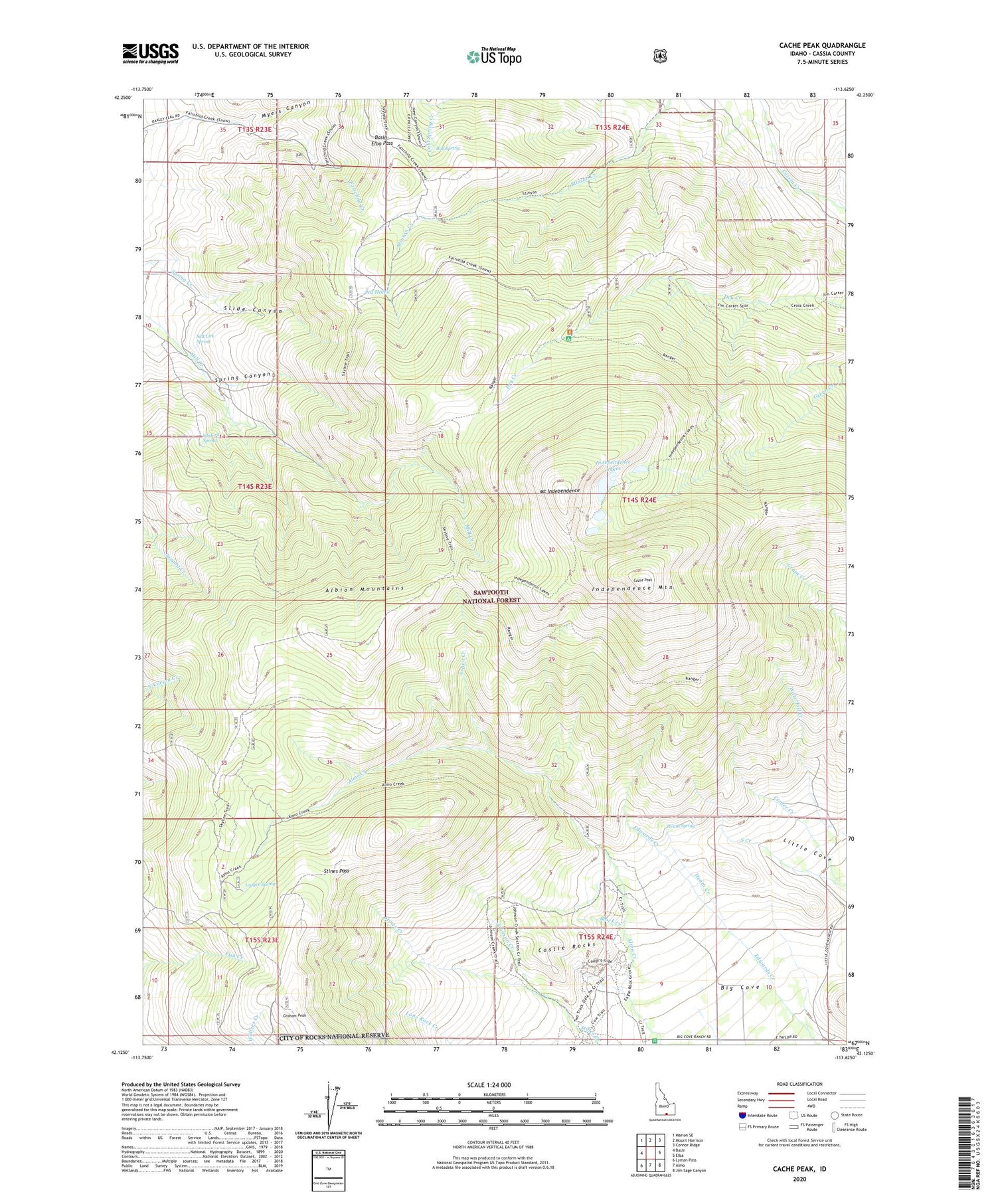 Cache Peak Idaho US Topo Map Image