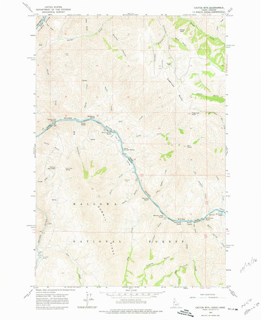 Classic USGS Cactus Mountain Oregon 7.5'x7.5' Topo Map Image