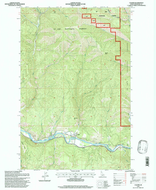 Classic USGS Calder Idaho 7.5'x7.5' Topo Map Image