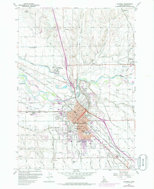 Classic USGS Caldwell Idaho 7.5'x7.5' Topo Map Image
