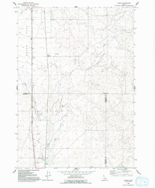 Classic USGS Camas Idaho 7.5'x7.5' Topo Map Image