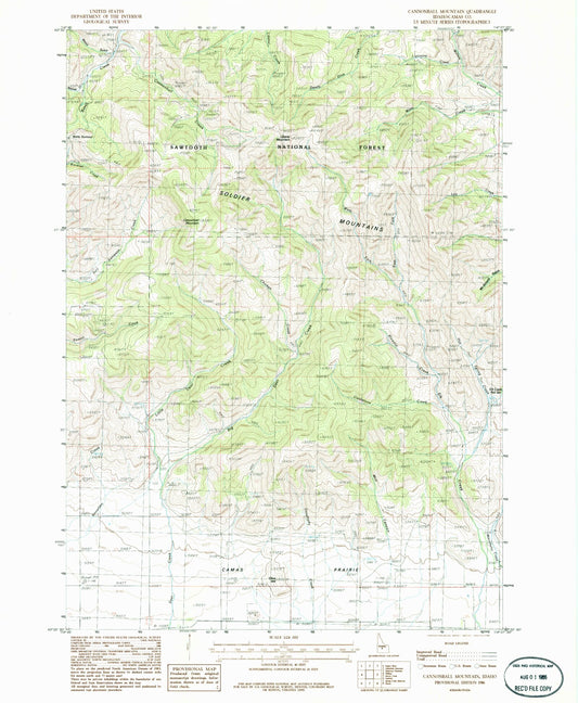 Classic USGS Cannonball Mountain Idaho 7.5'x7.5' Topo Map Image