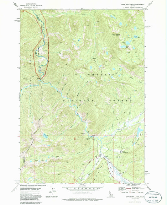 Classic USGS Cape Horn Lakes Idaho 7.5'x7.5' Topo Map Image
