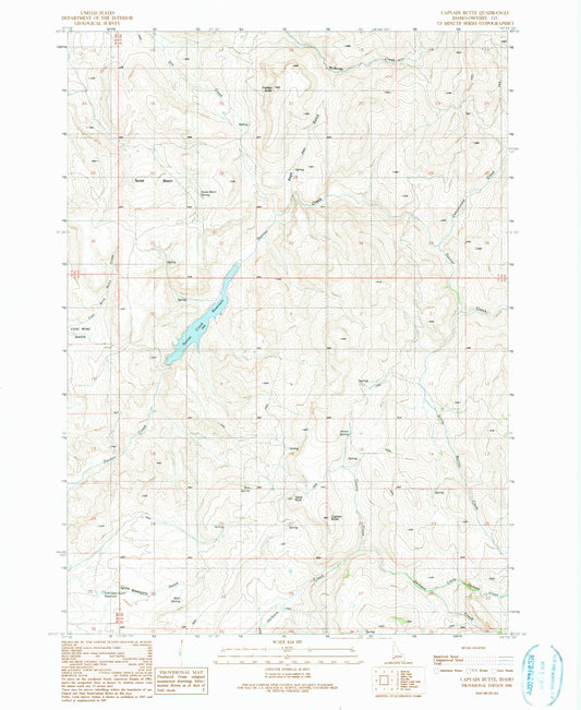 Classic USGS Captain Butte Idaho 7.5'x7.5' Topo Map Image