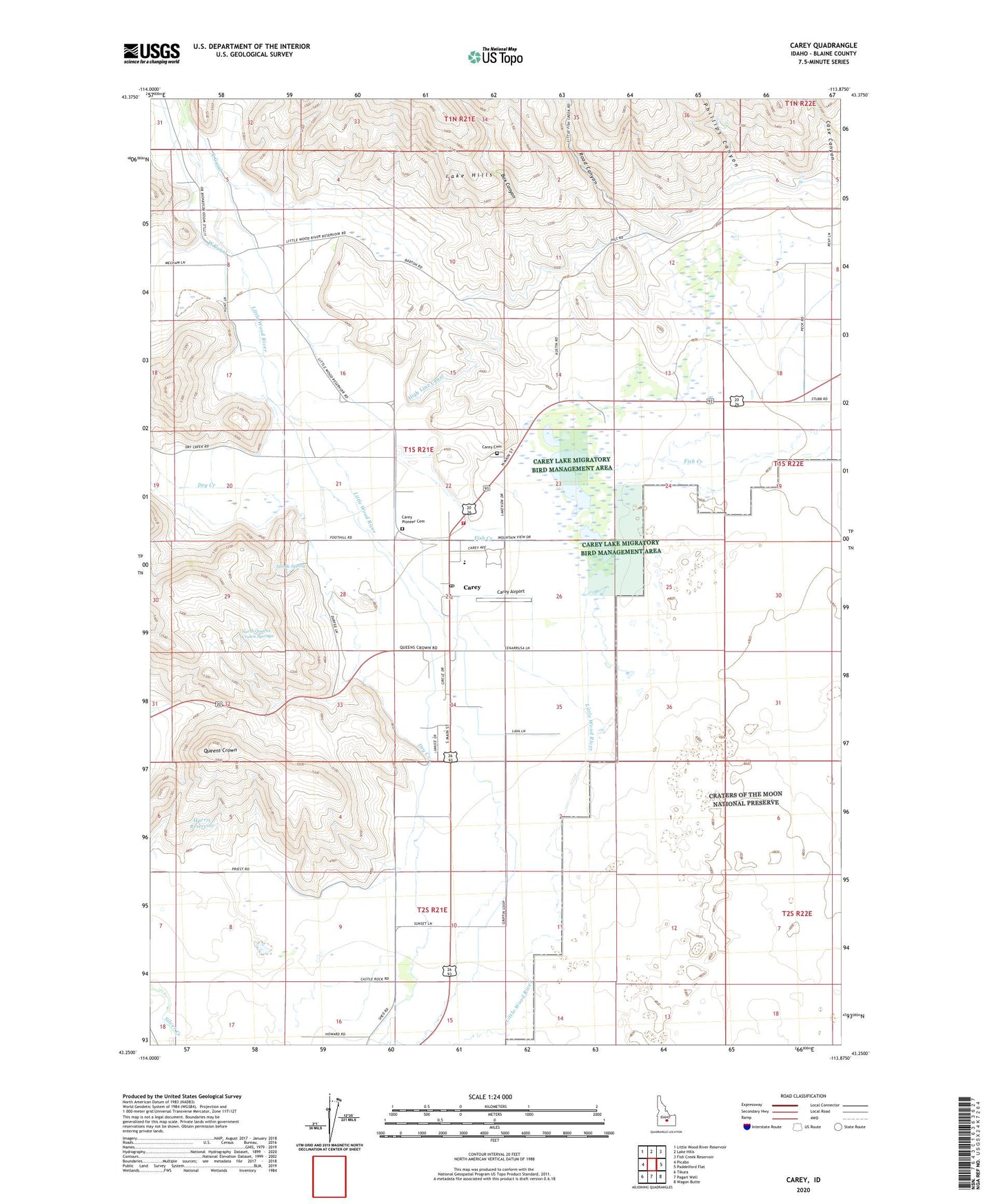Carey Idaho US Topo Map Image