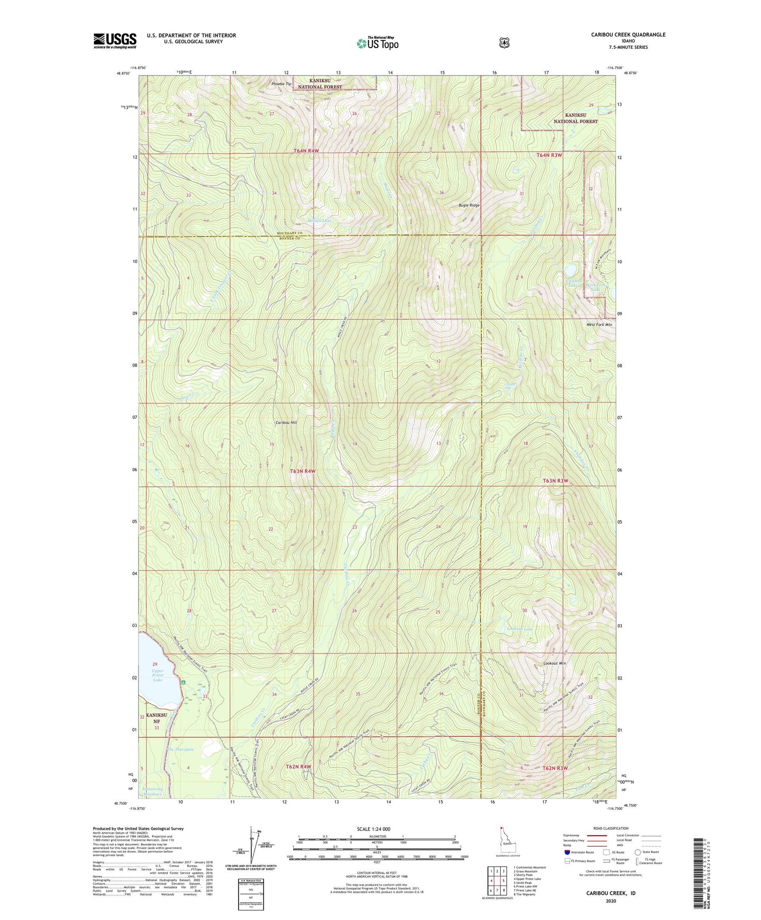 Caribou Creek Idaho US Topo Map Image