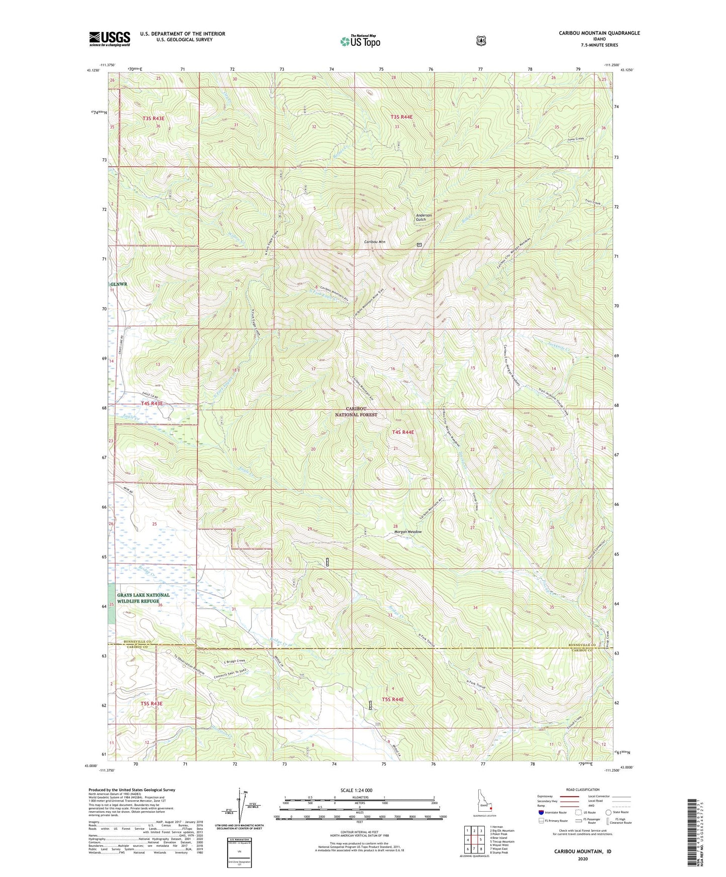 Caribou Mountain Idaho US Topo Map Image