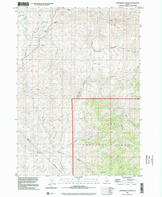 Classic USGS Cartwright Canyon Idaho 7.5'x7.5' Topo Map Image