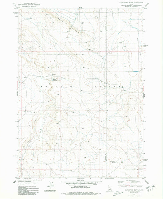 Classic USGS Castleford Butte Idaho 7.5'x7.5' Topo Map Image