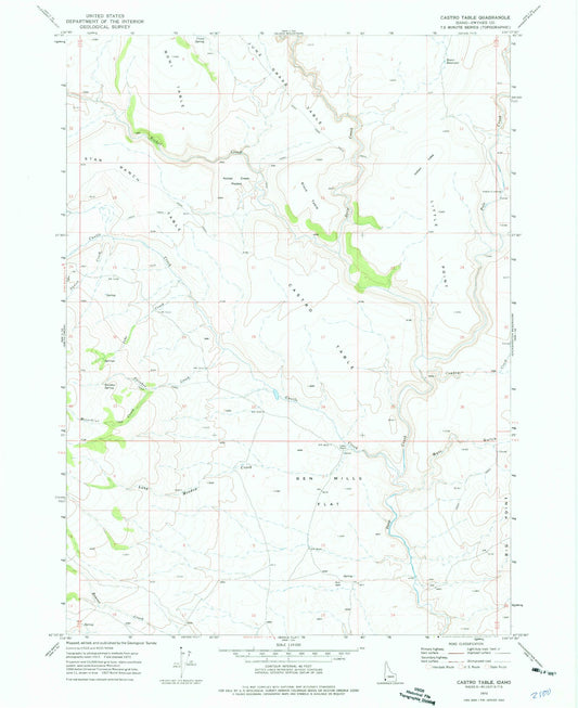 Classic USGS Castro Table Idaho 7.5'x7.5' Topo Map Image