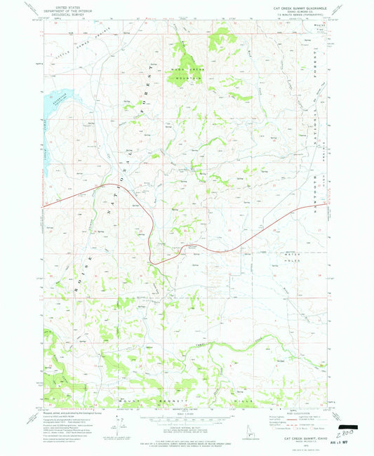 Classic USGS Cat Creek Summit Idaho 7.5'x7.5' Topo Map Image