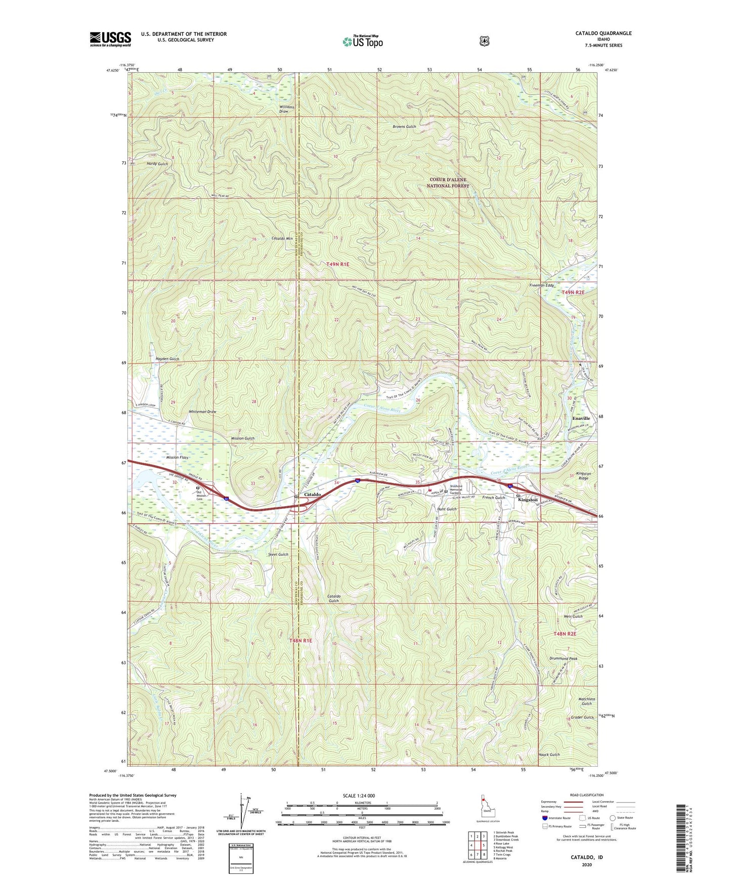 Cataldo Idaho US Topo Map Image