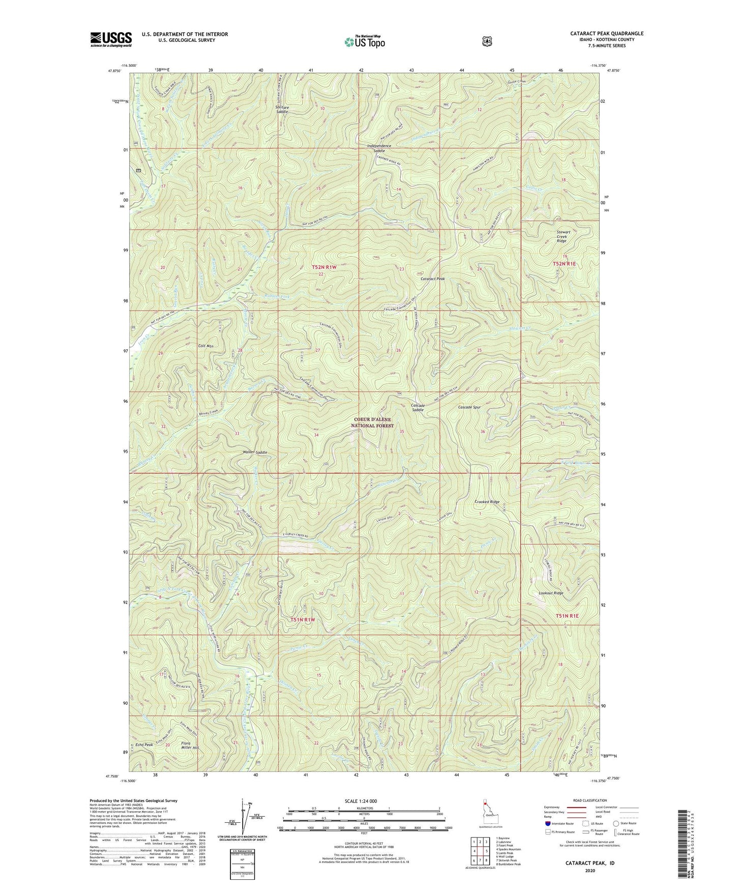 Cataract Peak Idaho US Topo Map Image