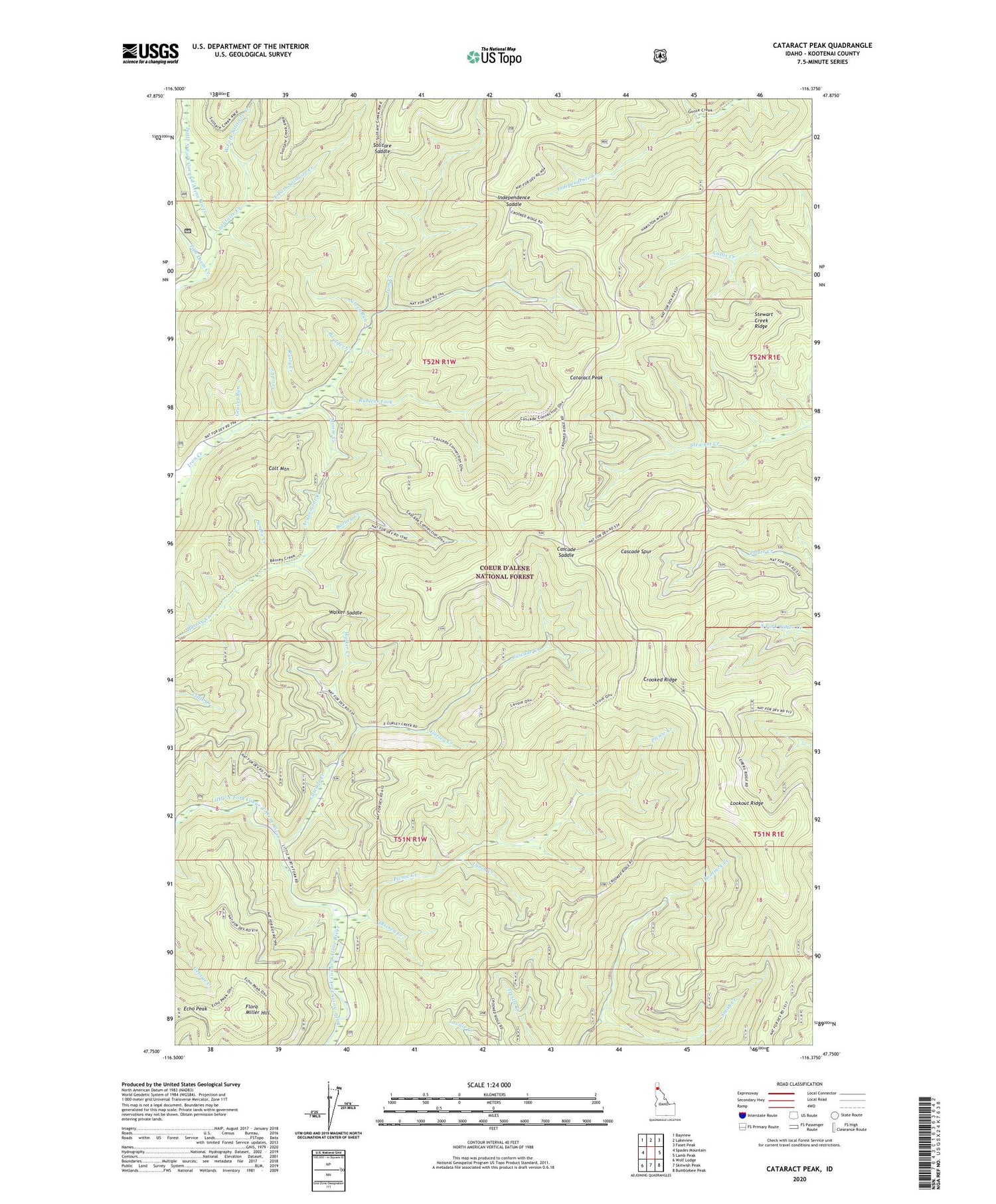 Cataract Peak Idaho US Topo Map Image