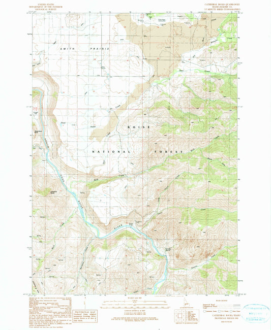 Classic USGS Cathedral Rocks Idaho 7.5'x7.5' Topo Map Image
