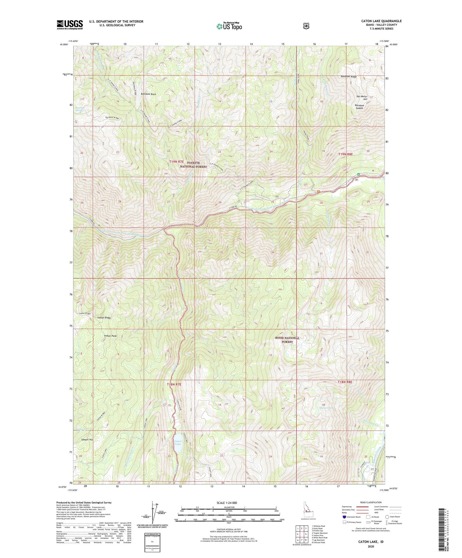 Caton Lake Idaho US Topo Map Image