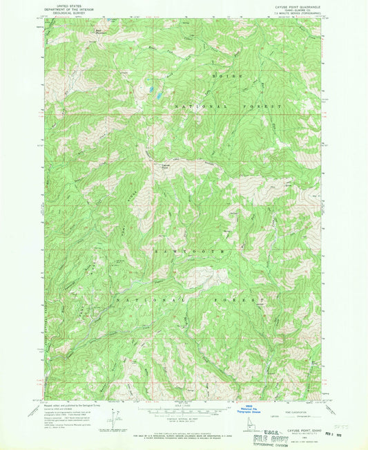 Classic USGS Cayuse Point Idaho 7.5'x7.5' Topo Map Image