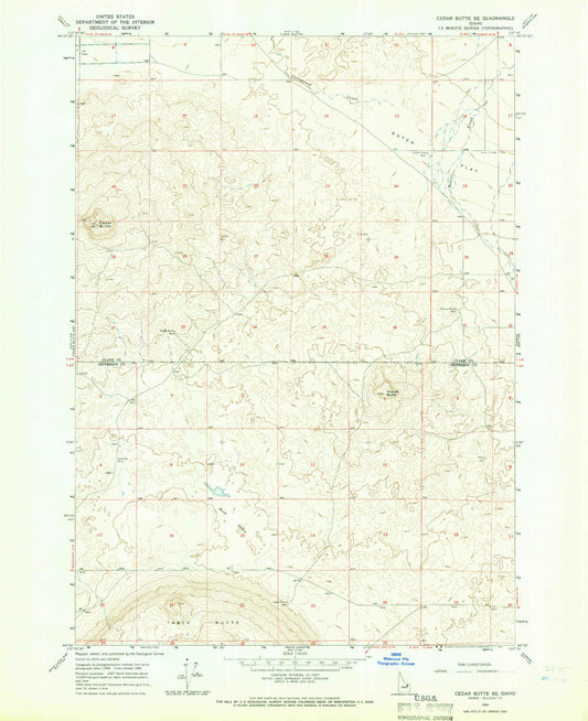 Classic USGS Cedar Butte Idaho 7.5'x7.5' Topo Map Image