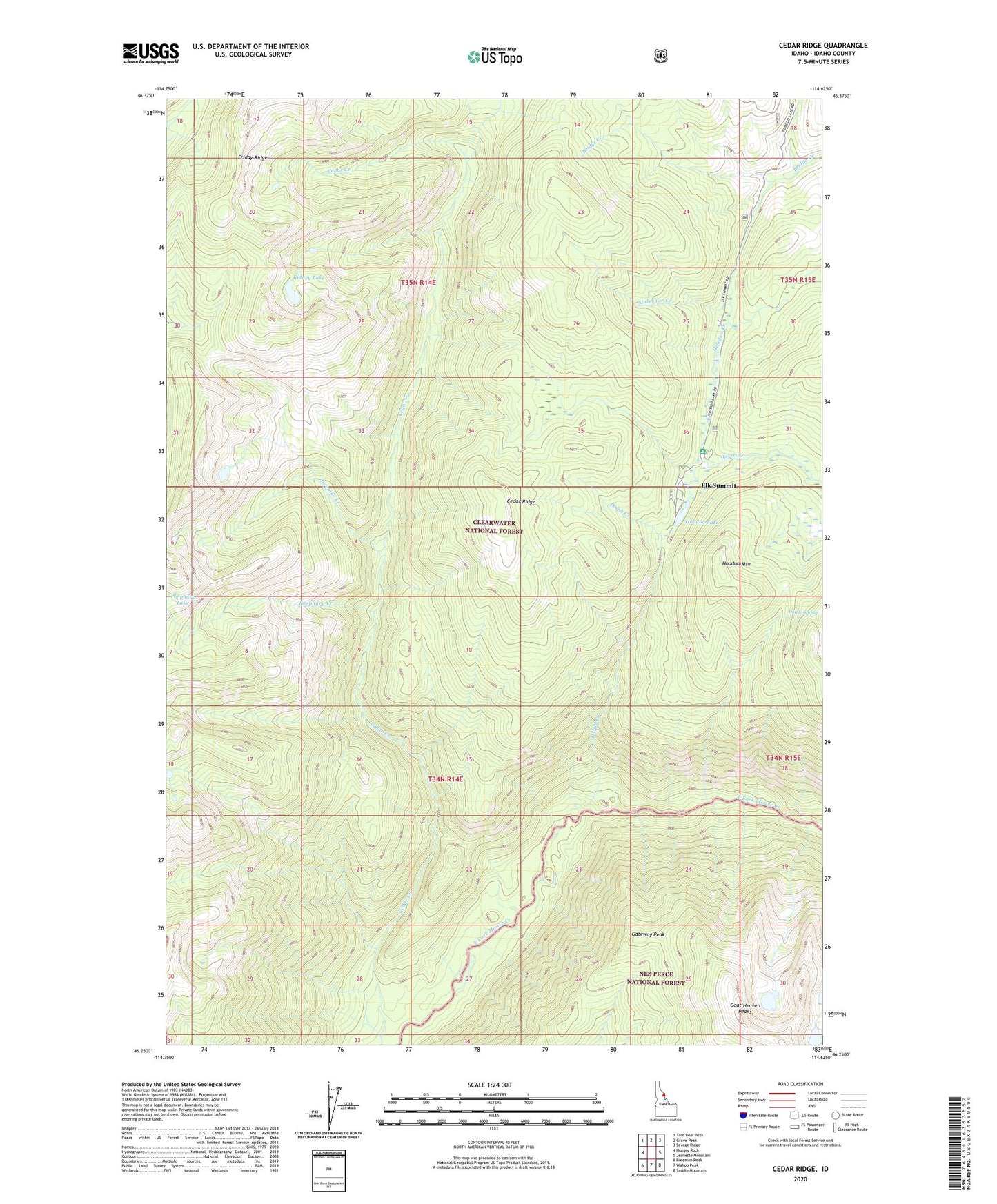 Cedar Ridge Idaho US Topo Map Image