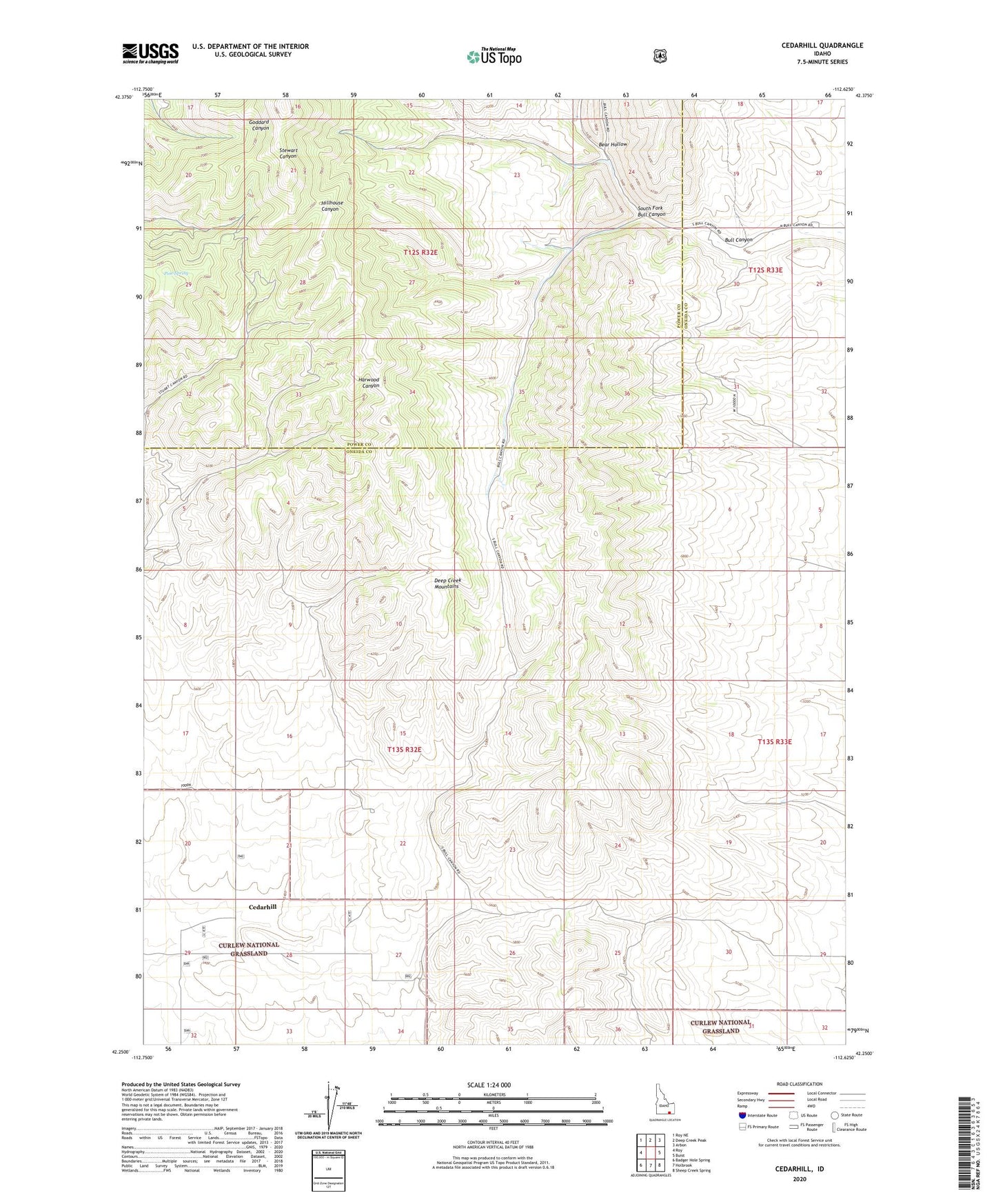 Cedarhill Idaho US Topo Map Image