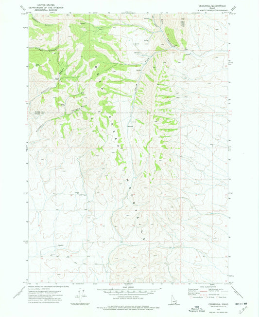 Classic USGS Cedarhill Idaho 7.5'x7.5' Topo Map Image