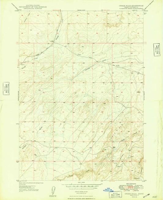 Classic USGS Chalk Hills Idaho 7.5'x7.5' Topo Map Image