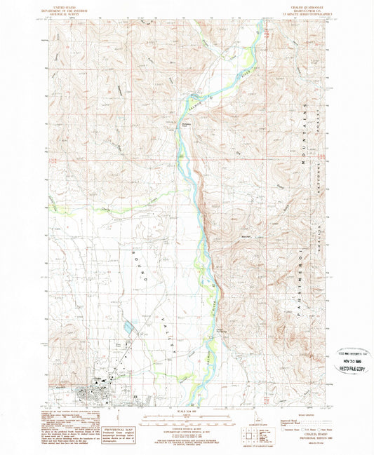 Classic USGS Challis Idaho 7.5'x7.5' Topo Map Image