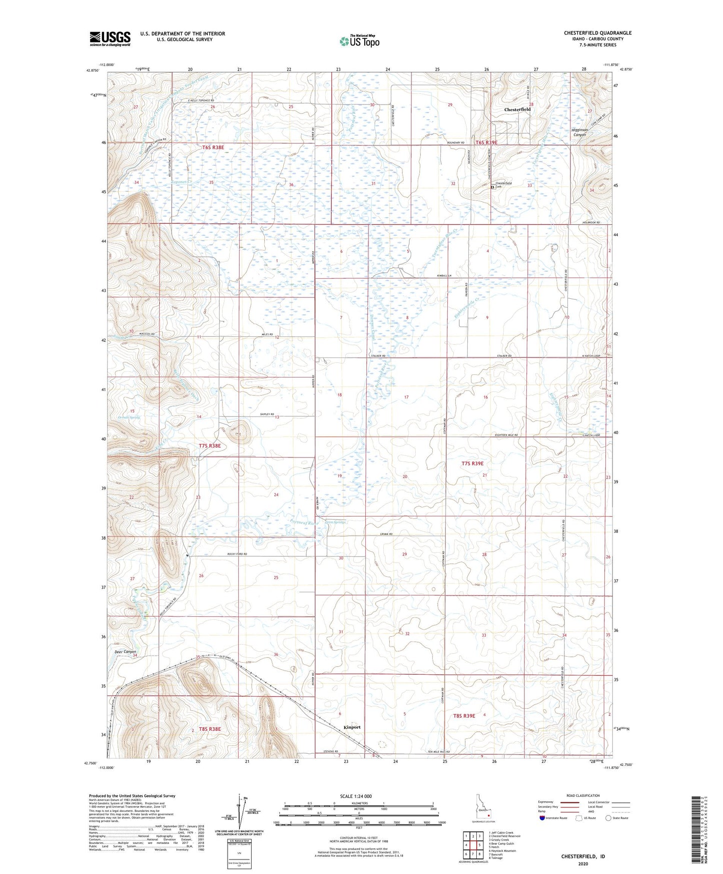 Chesterfield Idaho US Topo Map Image
