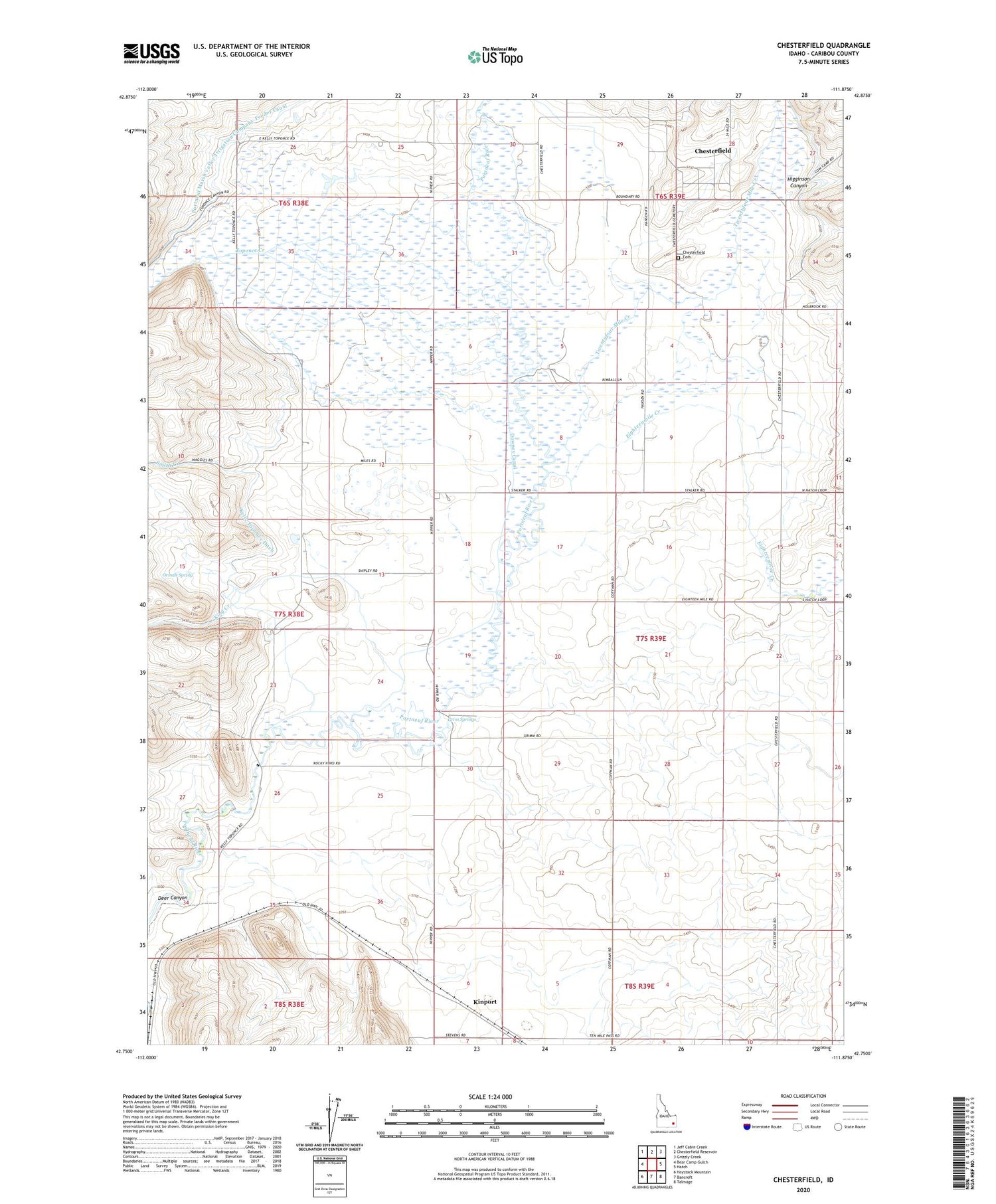 Chesterfield Idaho US Topo Map Image