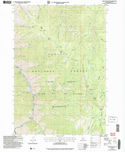 Classic USGS Chicken Peak Idaho 7.5'x7.5' Topo Map Image