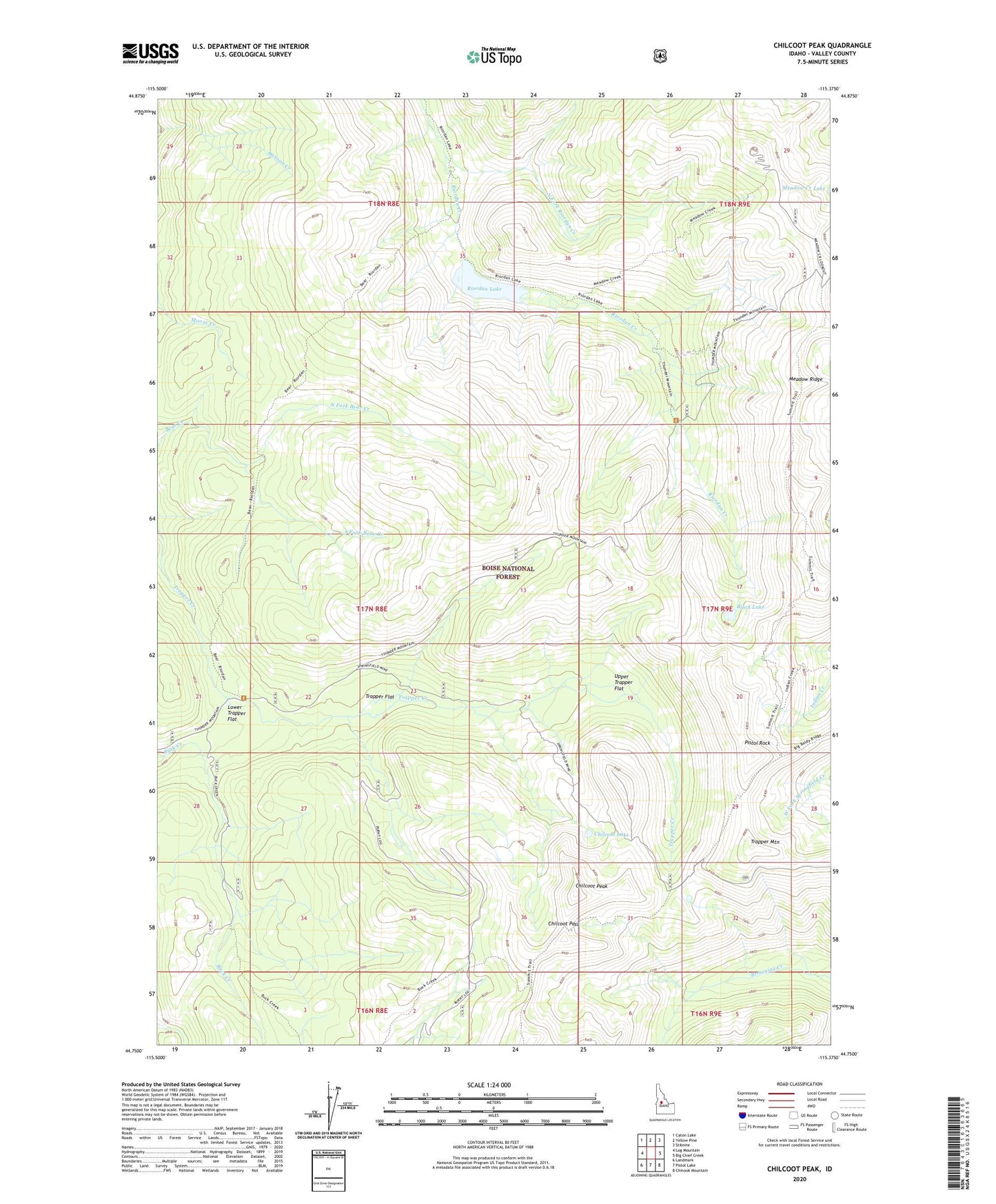 Chilcoot Peak Idaho US Topo Map Image