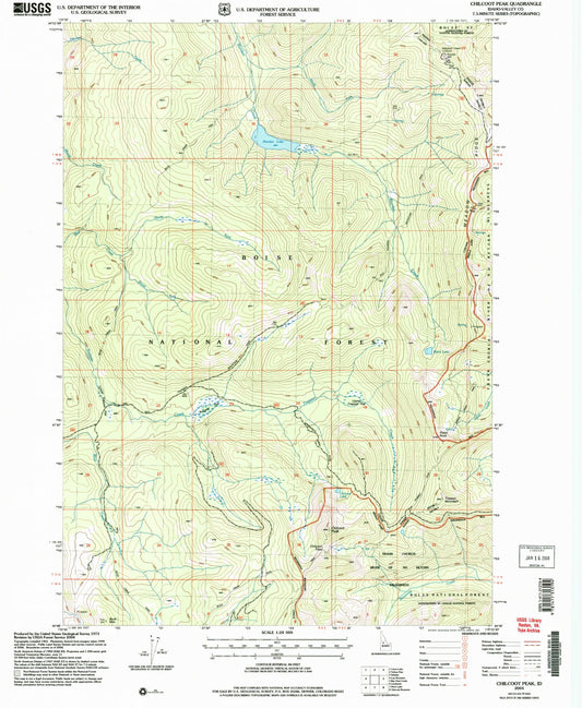 Classic USGS Chilcoot Peak Idaho 7.5'x7.5' Topo Map Image