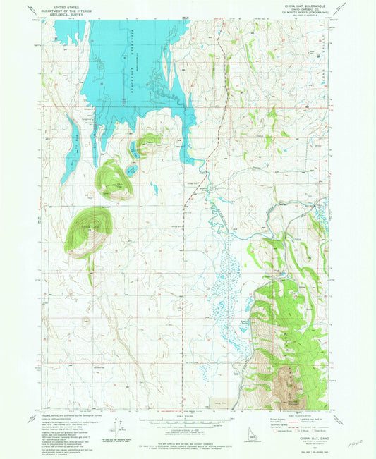 Classic USGS China Hat Idaho 7.5'x7.5' Topo Map Image