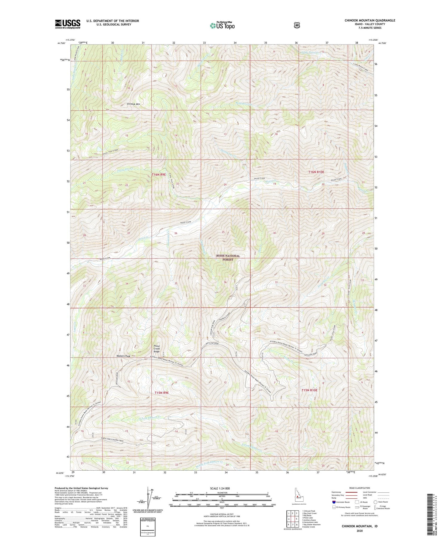 Chinook Mountain Idaho US Topo Map Image