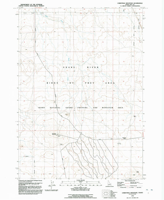 Classic USGS Christmas Mountain Idaho 7.5'x7.5' Topo Map Image