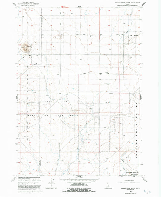 Classic USGS Cinder Cone Butte Idaho 7.5'x7.5' Topo Map Image