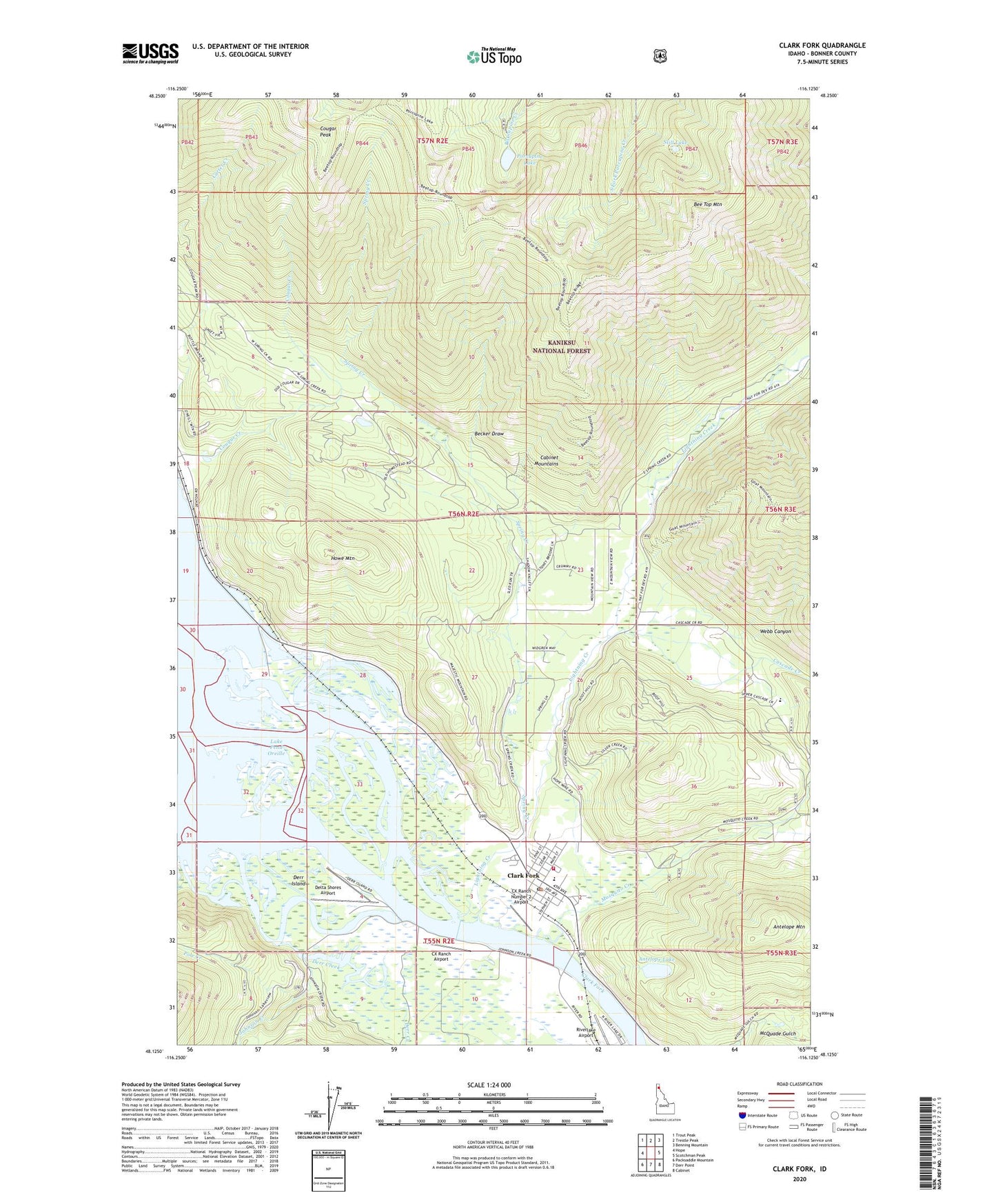 Clark Fork Idaho US Topo Map Image
