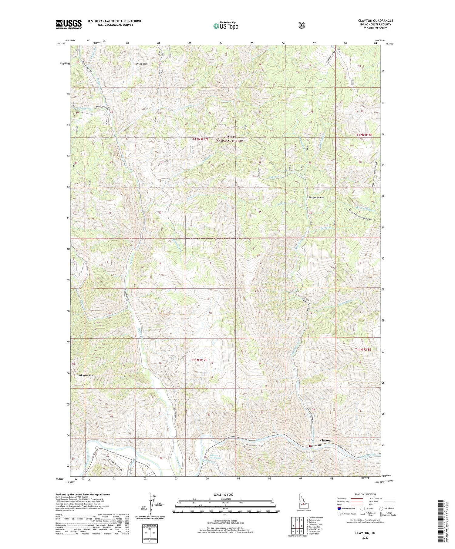 Clayton Idaho US Topo Map Image