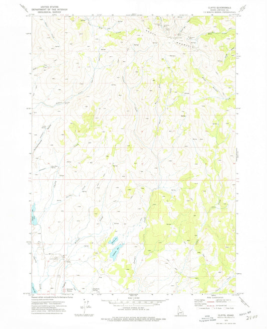 Classic USGS Cliffs Idaho 7.5'x7.5' Topo Map Image