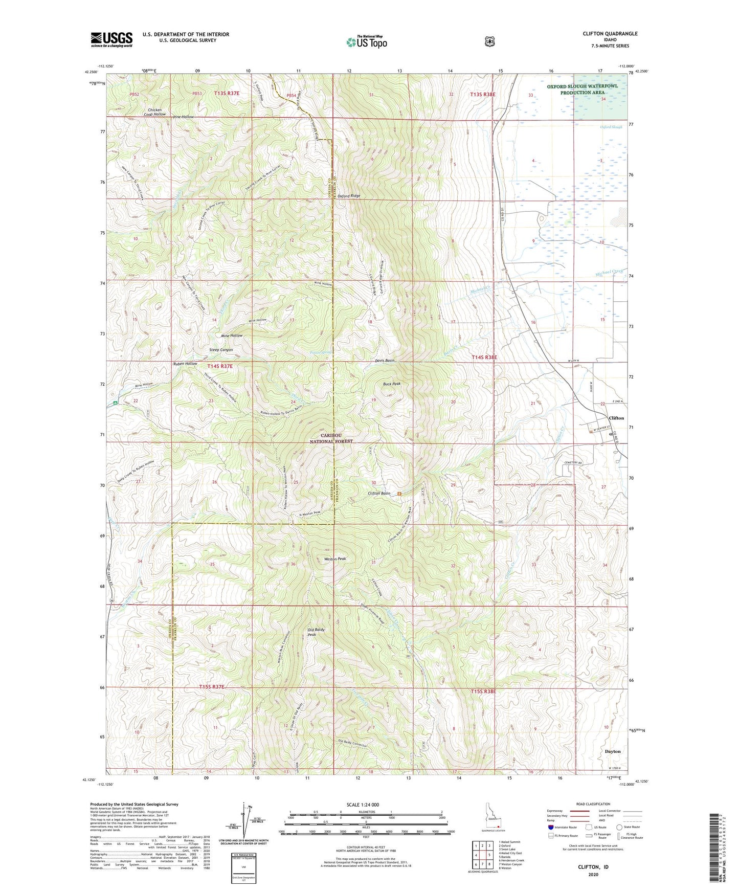 Clifton Idaho US Topo Map Image