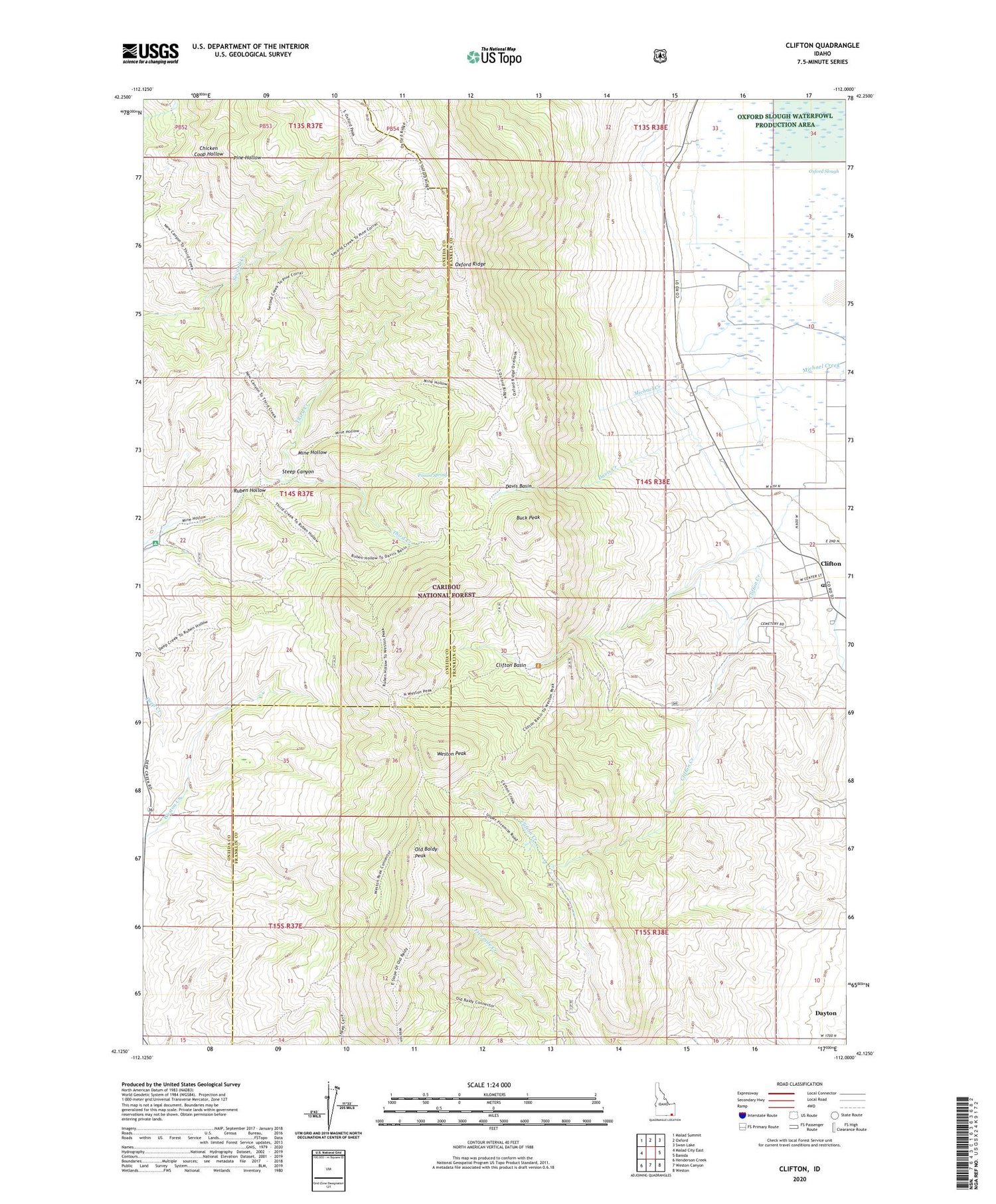 Clifton Idaho US Topo Map Image