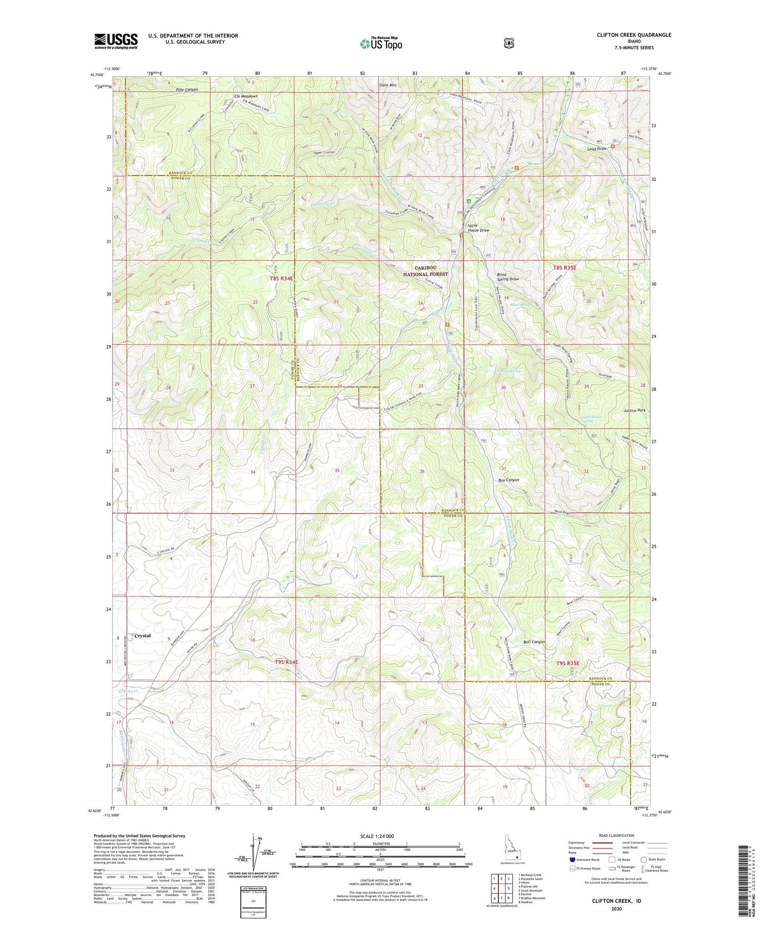 Clifton Creek Idaho US Topo Map Image