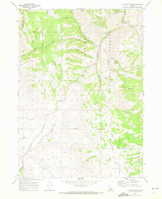 Classic USGS Clifton Creek Idaho 7.5'x7.5' Topo Map Image