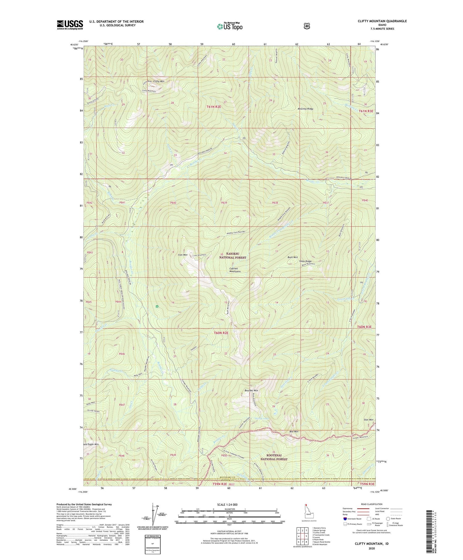 Clifty Mountain Idaho US Topo Map Image