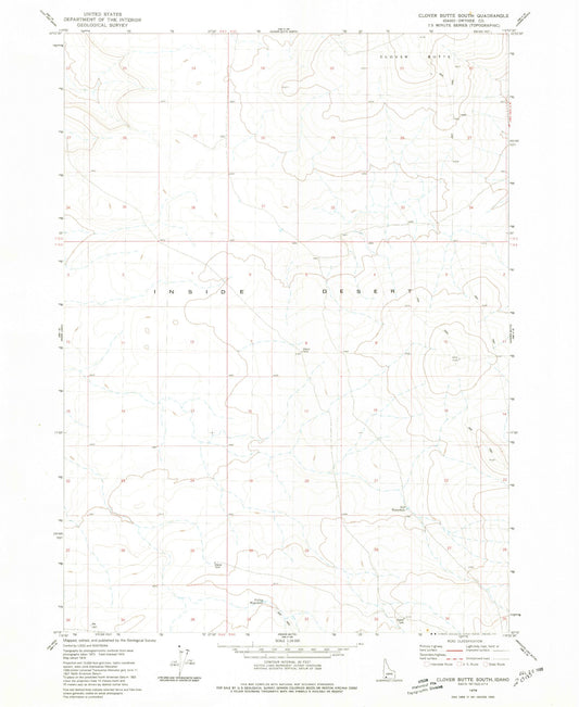 Classic USGS Clover Butte South Idaho 7.5'x7.5' Topo Map Image